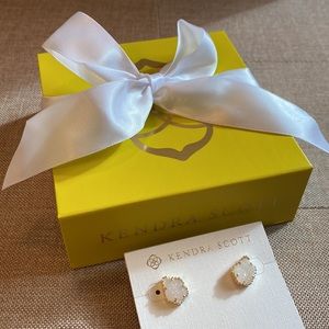 *SOLD* Kendra Scott Tessa Gold Stud Earrings Iridescent Druzy (With Box & Bow)
